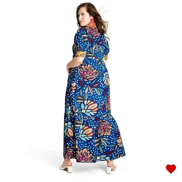 TABITHA‎ BROWN x TARGET Mixed Floral Polka Dot Print Puff Sleeve Maxi Dress - Picture 3 of 13